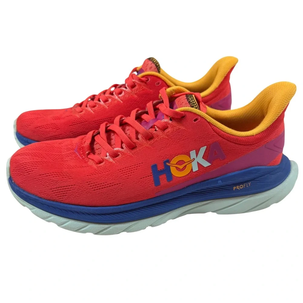 Hoka One One Women's Mach 4 1113529 FBLN Red Blue Running Shoes Sneakers Size 11